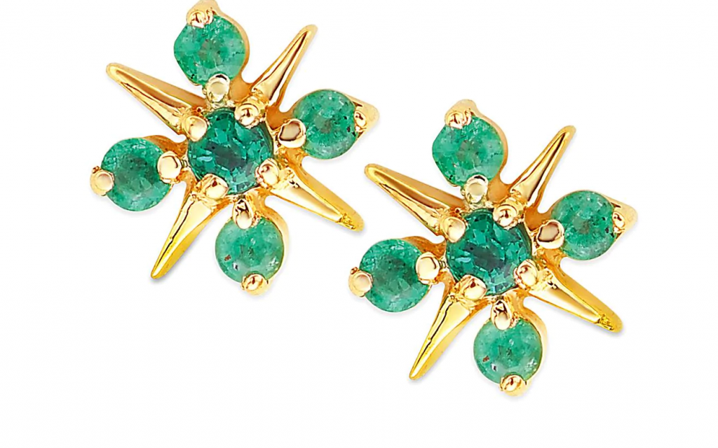 Emerald Gold Earrings | Dhanalakshmi Jewellers