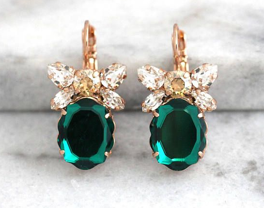 Emerald Gold Earrings | Dhanalakshmi Jewellers