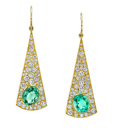 Emerald Gold Earrings | Dhanalakshmi Jewellers