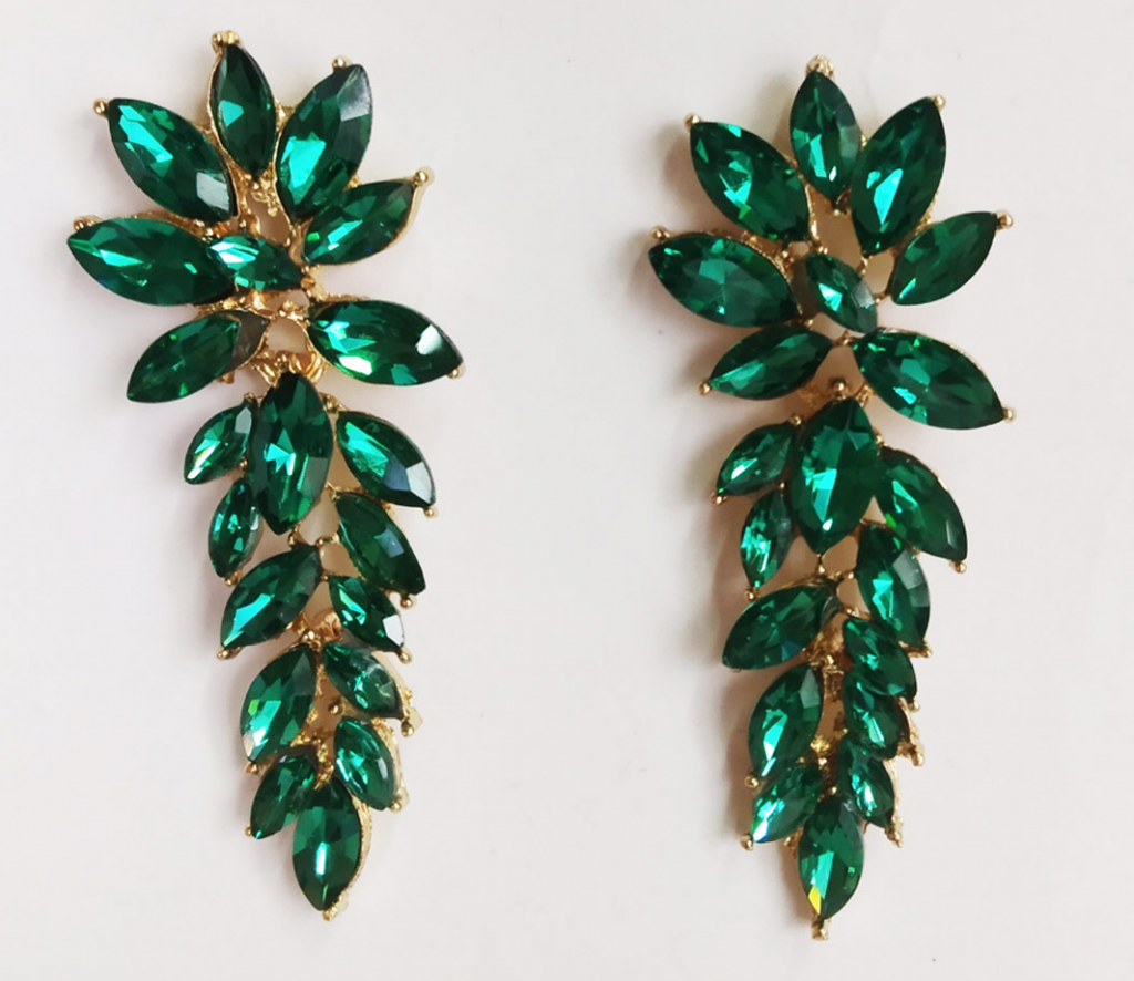 Emerald Gold Earrings | Dhanalakshmi Jewellers