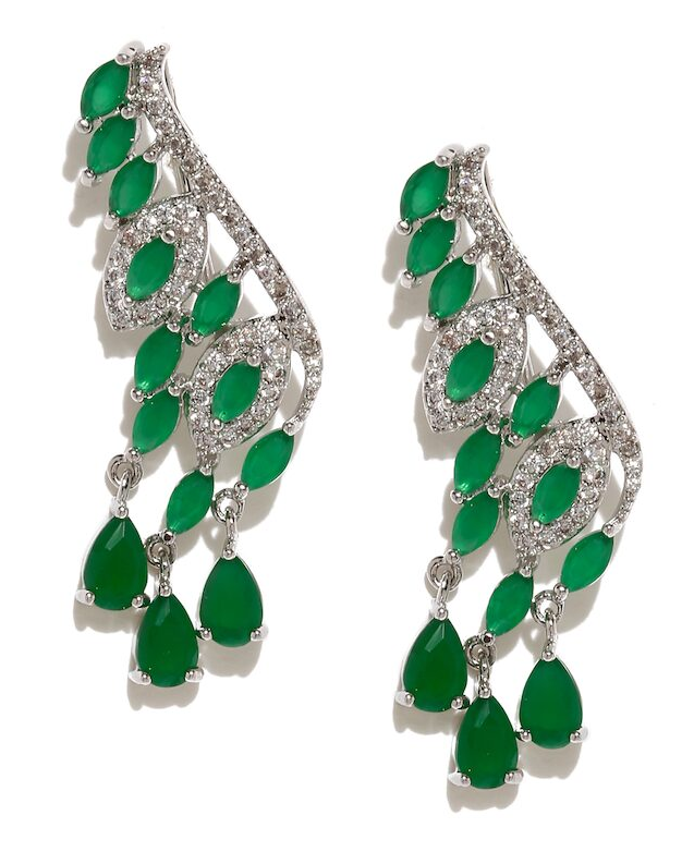 Emerald Gold Earrings | Dhanalakshmi Jewellers