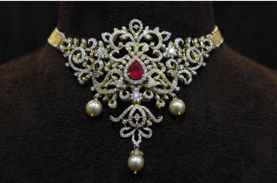 Diamond choker on sale necklace designs