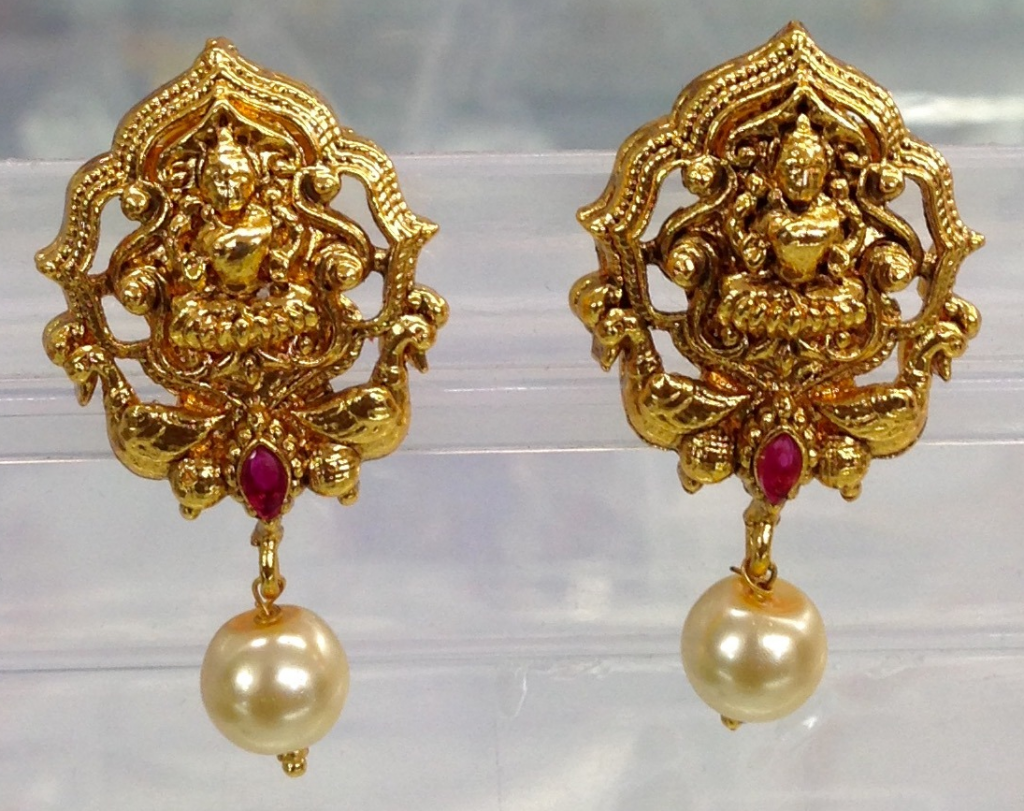 Antique Lakshmi Gold Earring Designs | Dhanalakshmi Jewelers