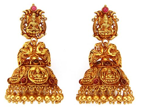 Antique Lakshmi Gold Earring Designs | Dhanalakshmi Jewelers