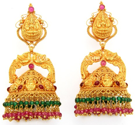 Antique Lakshmi Gold Earring Designs | Dhanalakshmi Jewelers