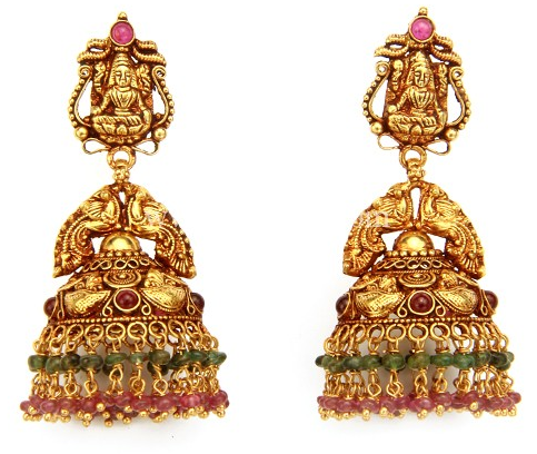 Antique Lakshmi Gold Earring Designs | Dhanalakshmi Jewelers