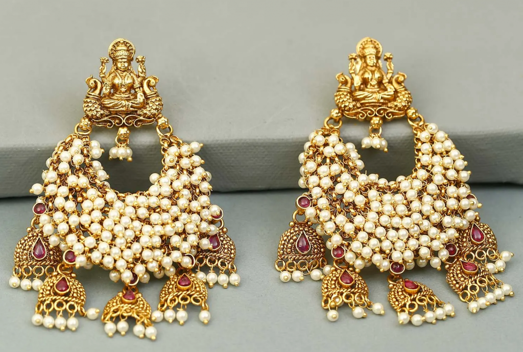 Antique Lakshmi Gold Earring Designs | Dhanalakshmi Jewelers