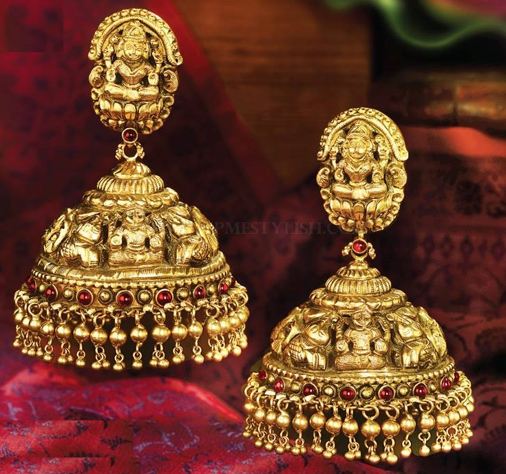 Antique Lakshmi Gold Earring Designs | Dhanalakshmi Jewelers