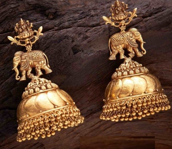 Antique Lakshmi Gold Earring Designs | Dhanalakshmi Jewelers