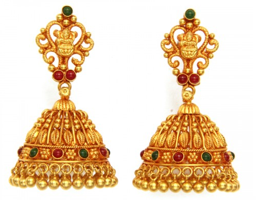 Antique Lakshmi Gold Earring Designs | Dhanalakshmi Jewelers