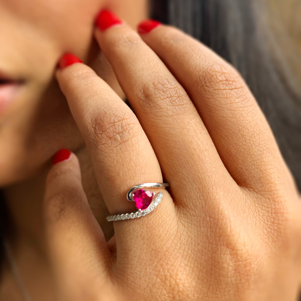 Heart Shaped Ruby Ring