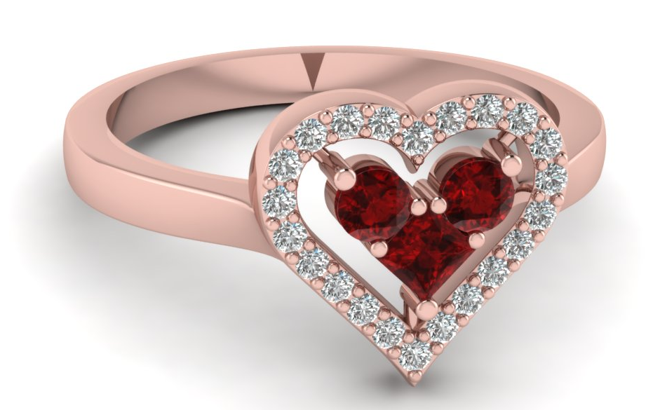 Heart Shaped Ruby Ring