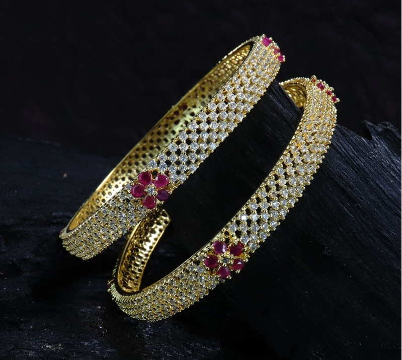 Gold bracelet sales with white stones