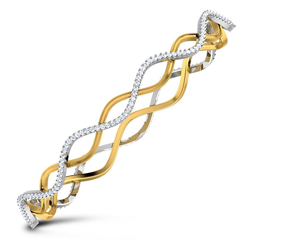 Gold bangles online zig zag design