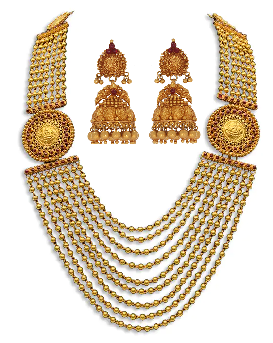 Gold Necklace Set with Jhumka Earring