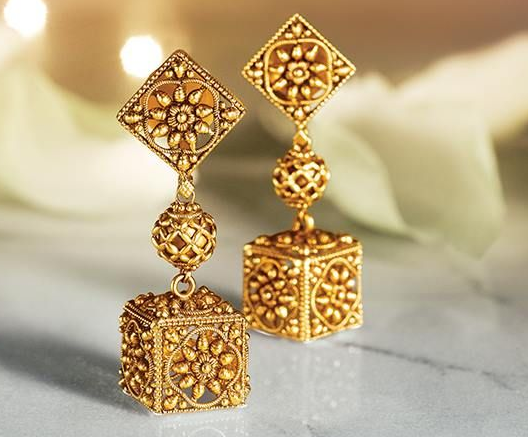 Artificial Golden Jhumka Earrings (ZV-2254) - Zeverat.pk
