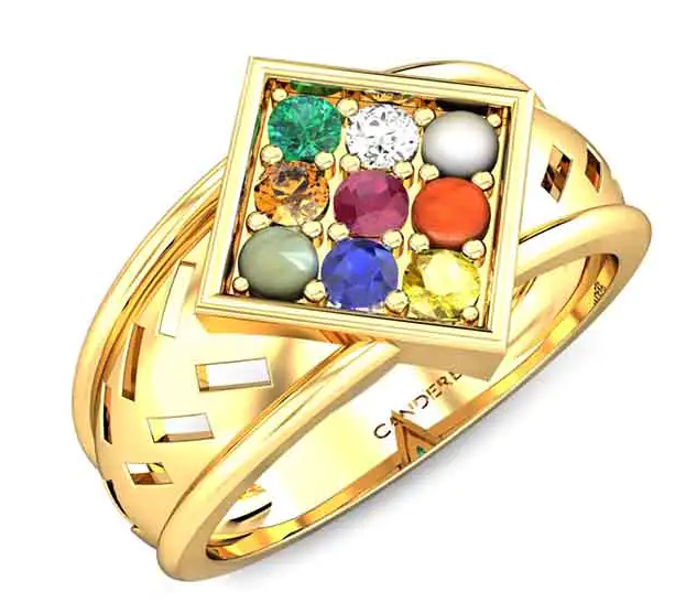 Dainty 22KT Navaratna Gold Ring for Men