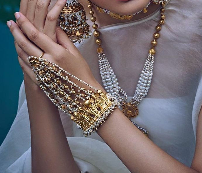 GoldPlated American Diamond Studded Bracelet With Finger Ring  Priyaasi