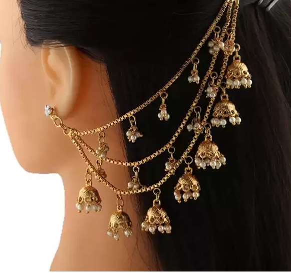 gold ear chain|Jhumka style ear chain|Bahubali Jewellery