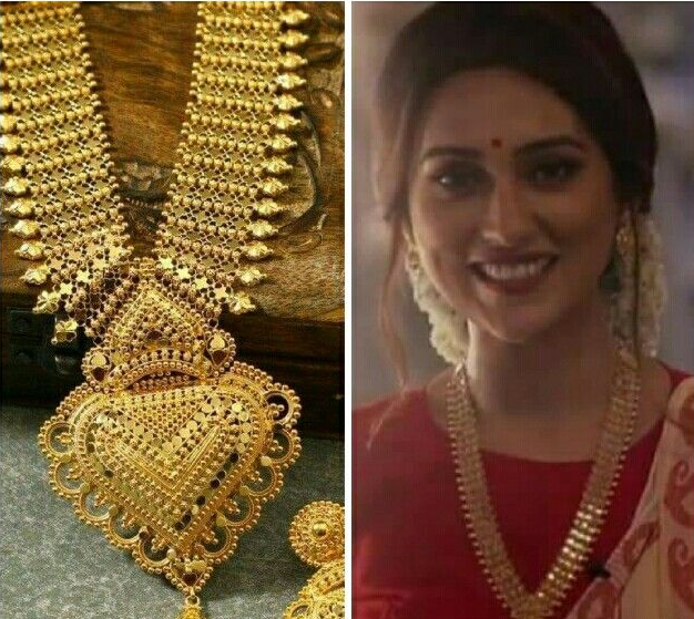 Gold chandan haar with pendant