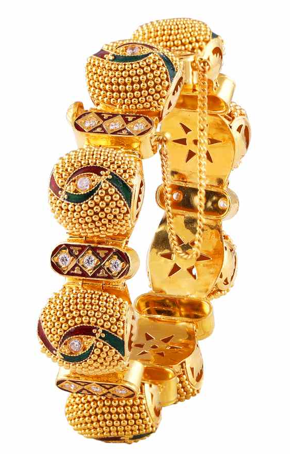 Gajra Bangle Designs in Gold