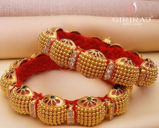 Gajra Bangle Designs in Gold
