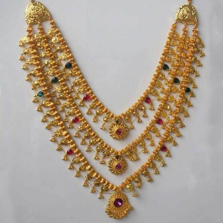 Teen Lada Kolhapuri Saaj necklace|Maharashtrian jewellery