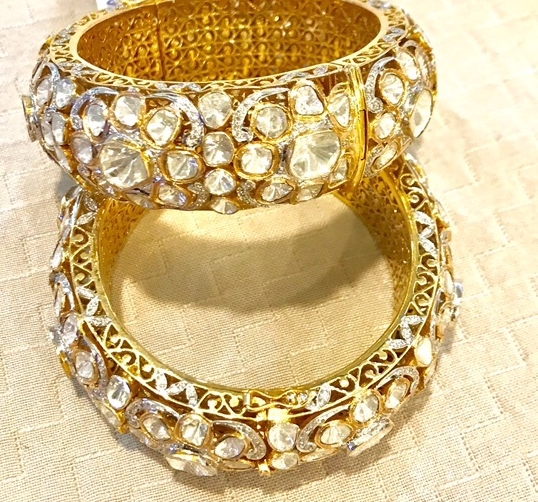 Polki bangles|Gold Bangles in more than 30 grams