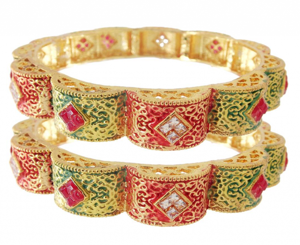 Gajra Bangle Designs in Gold