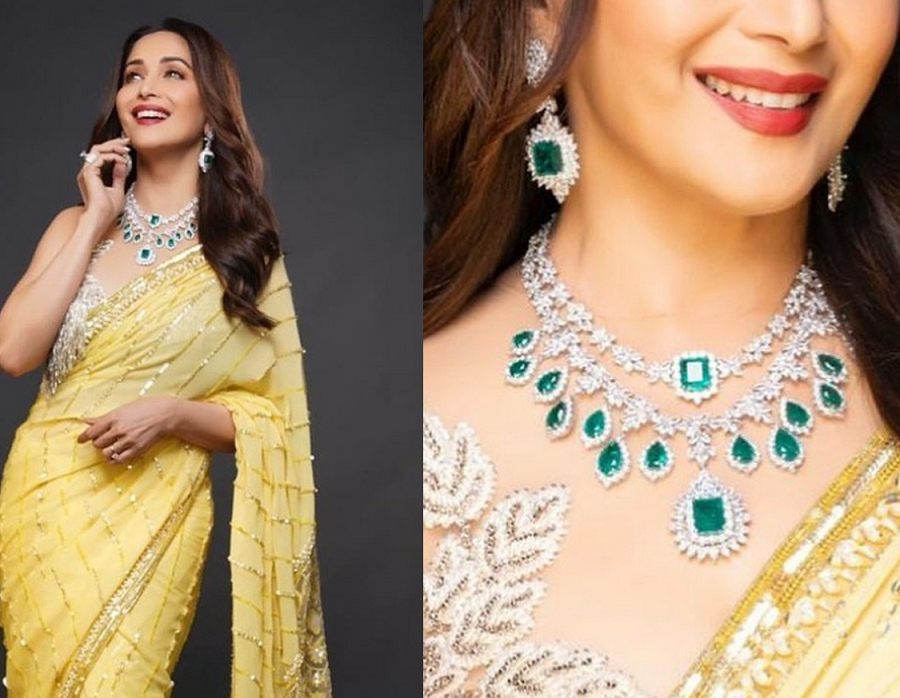 emerald choker|Madhuri Dixit jewelry