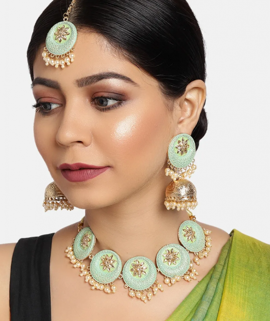 Meenakari Jewellery set|Pastel Blue |Pastel Jewellery for Brides|Bridal Jewellery|Pastel Choker Necklace