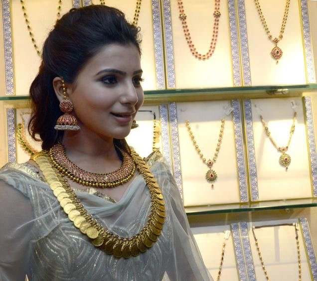 Samantha Ruth Prabhu|Kasu Mala |Kemp Jewellery|choker|jhumkas