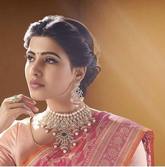 Samantha Ruth Prabhu|Diamond Choker|Chandlier earrings