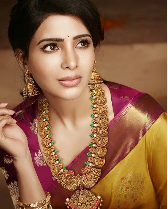 Samantha Ruth Prabhu|Mango Mala|Manag Malai| Gold Jhumkas| Traditional Gold Jewellery