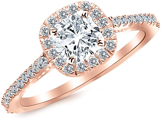 Cushion Cut Halo Diamond Engagement Ring Designs