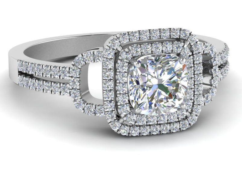 Cushion Cut Halo Diamond Engagement Ring Designs