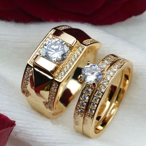 Elegant Crown Wedding Set Solid 925 Silver Couple Ring – Avas Collection