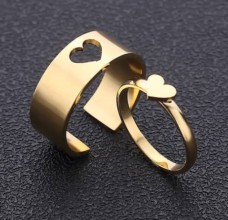 University Trendz Gold Plated & Stainless Steel Forever Love Couple Rings  for Men & Women - 2PCs(Gold) : Amazon.in: Fashion