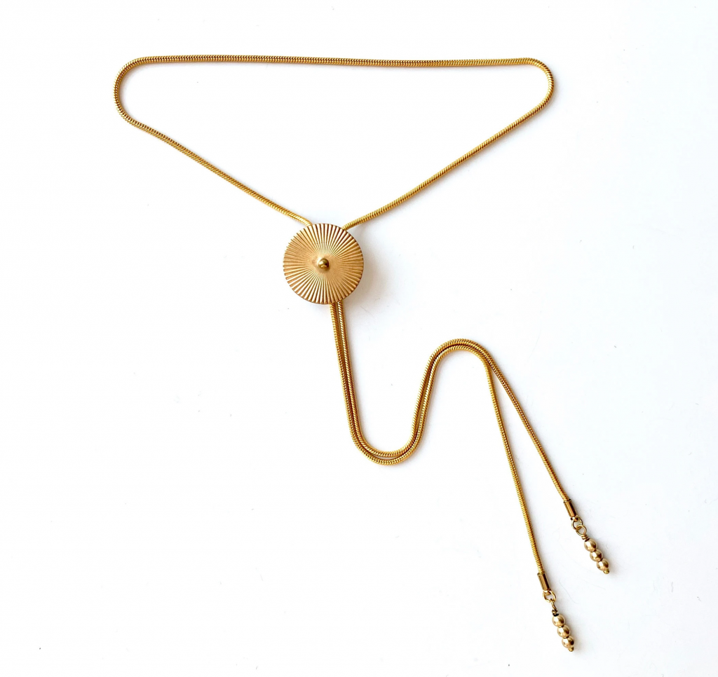 Bolo Tie Necklace Gold| shoestring necktie| Bola tie