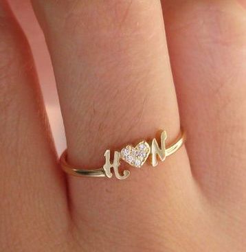 Gold Plated Heart Heart Design Custom Name Ring for Women – Myjewel India