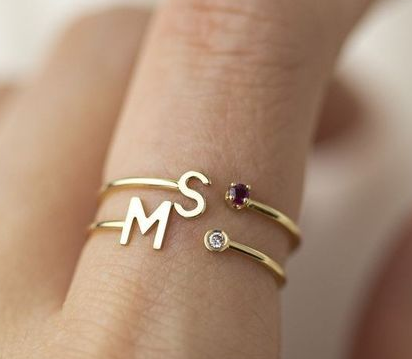 Fridja Letter Ring Alphabet Ring Name Ring Custom Initial Ring Love One Ring  - Walmart.com