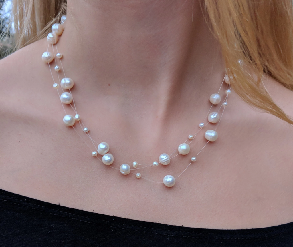 Different Types Of Pearl Necklace Designs | Pearl Haara | Freshwater Floating Illusion Pearl Necklace