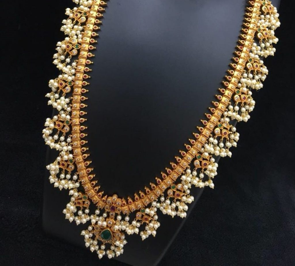 Different Types Of Pearl Necklace Designs | Pearl Haara | Guttapusalu Pearl Necklace
