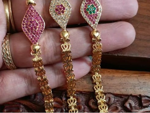 Buy One Gram Gold Plated Ruby Stone Flower Design Bracelet for Women