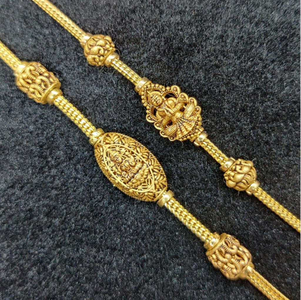 Karap Sundari Mugappu Chain Designs | Gold Mugappu Thali Chain Designs