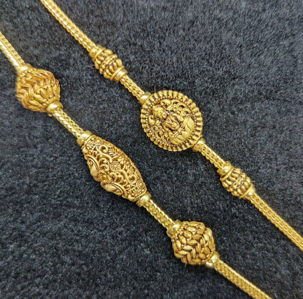 Karap Sundari Mugappu Chain Designs | Gold Mugappu Thali Chain Designs