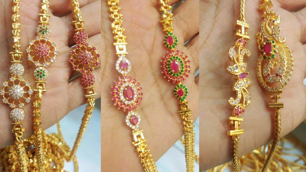 Karap Sundari Mugappu Chain Designs | Gold Mugappu Thali Chain Designs