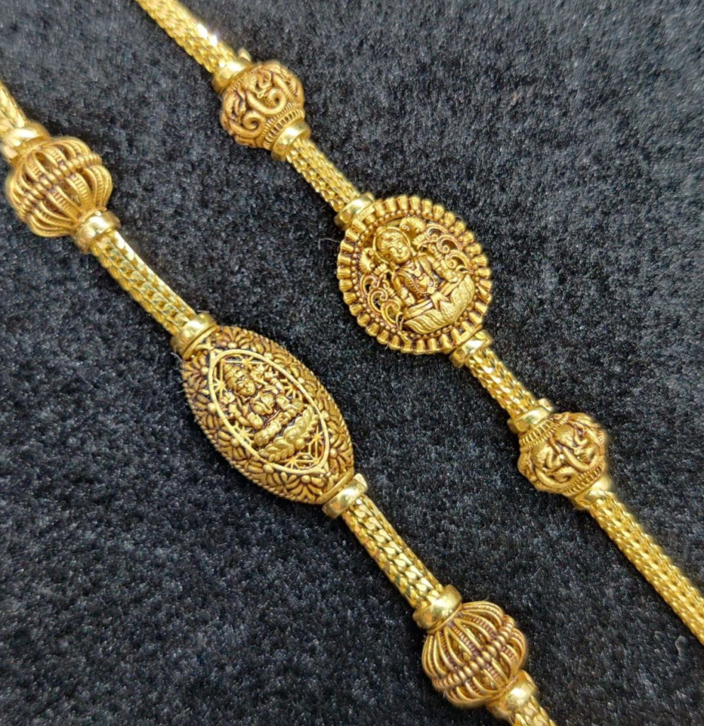 Karap Sundari Mugappu Chain Designs | Gold Mugappu Thali Chain Designs