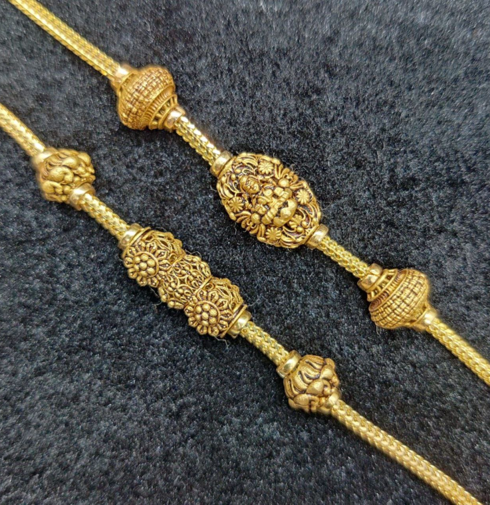 Karap Sundari Mugappu Chain Designs | Gold Mugappu Thali Chain Designs