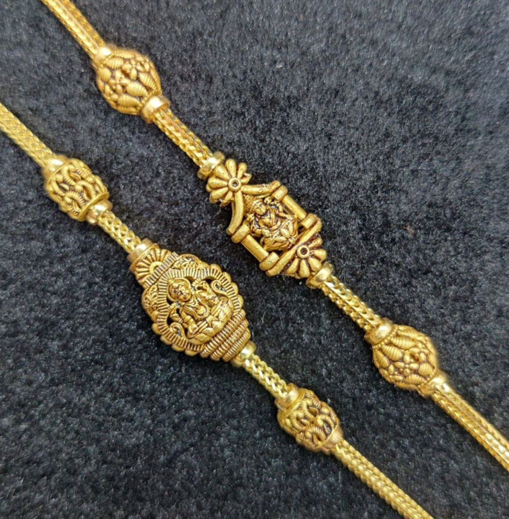 Karap Sundari Mugappu Chain Designs | Gold Mugappu Thali Chain Designs